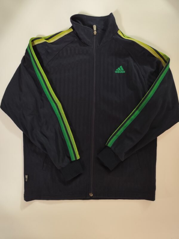 adidas Neon Striped Tracktop Jacket VTG 2000s - Small, Black