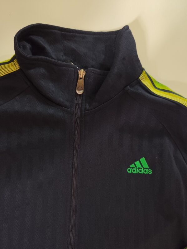 adidas Neon Striped Tracktop Jacket VTG 2000s - Small, Black - Image 7
