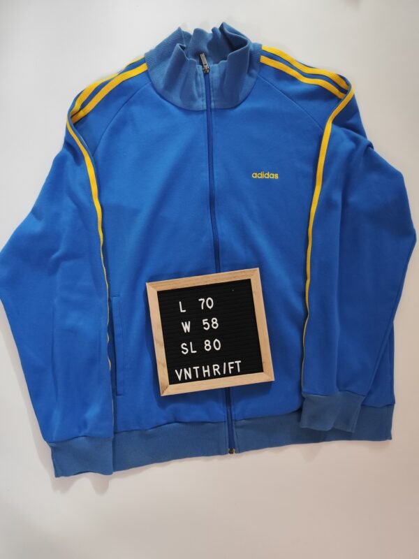 ★90s★ Adidas Track Jacket, Embroidered Logo - UK 42/44, Blue - Image 2