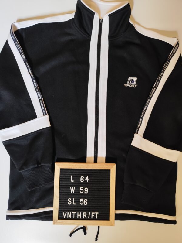Robinson R Sport Jacket with Missing Pull Tab on Slider - Size Medium, Black & White - Image 2