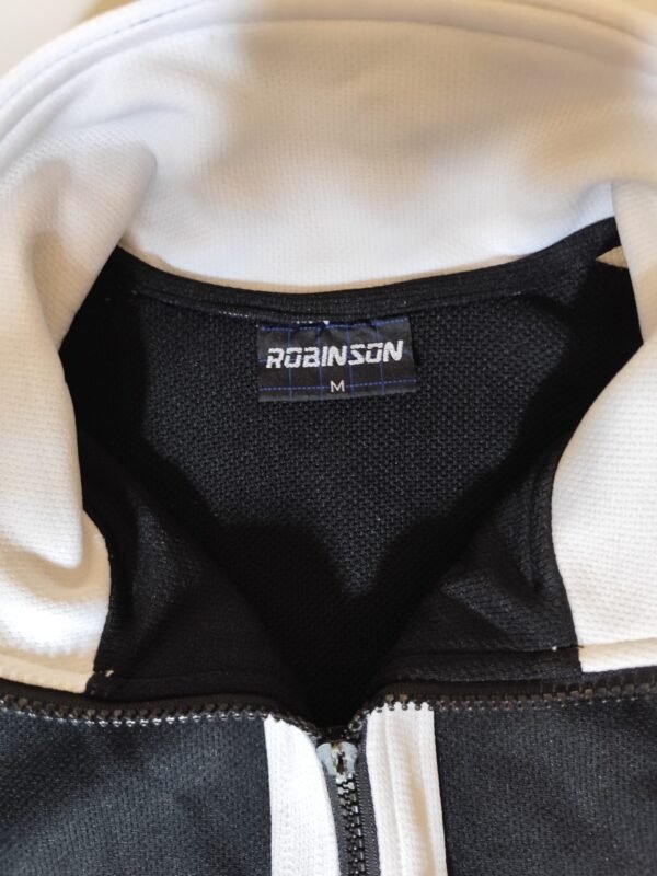 Robinson R Sport Jacket with Missing Pull Tab on Slider - Size Medium, Black & White - Image 3