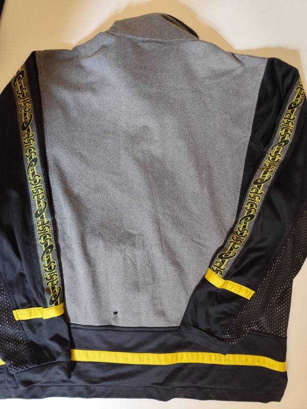 Asics Track Jacket with a Tiny Hole in the Back - Size Large, Grey, Black & Yellow - Image 5