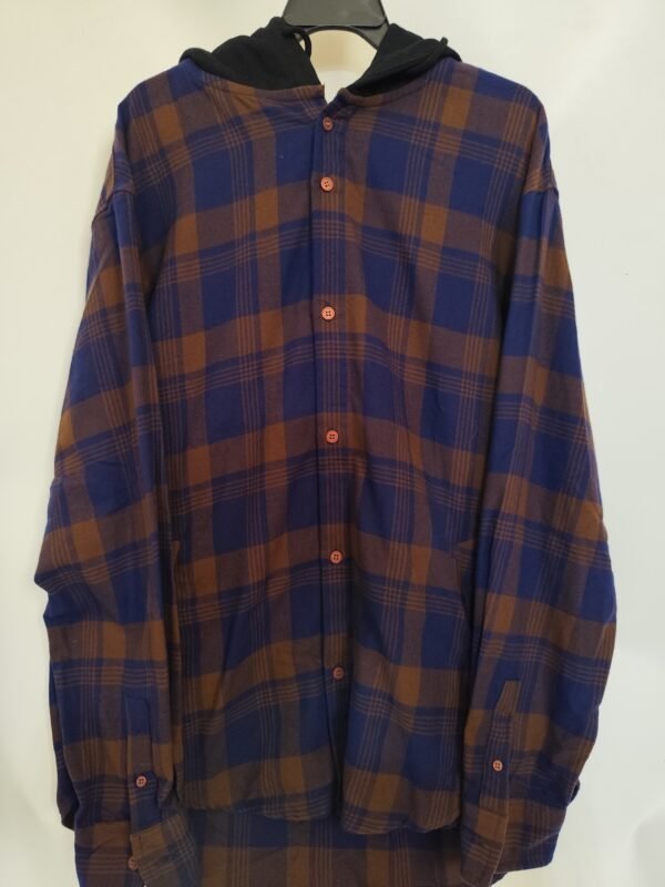 Ugiz Button Down Long Sleeve Hooded Flannel - 105, Multicolored - L: 70 - W: 59 - SL:60